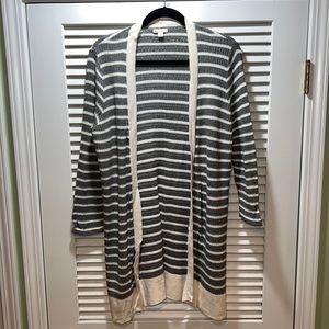 Gap 3/4-length grey striped open-faced cardigan